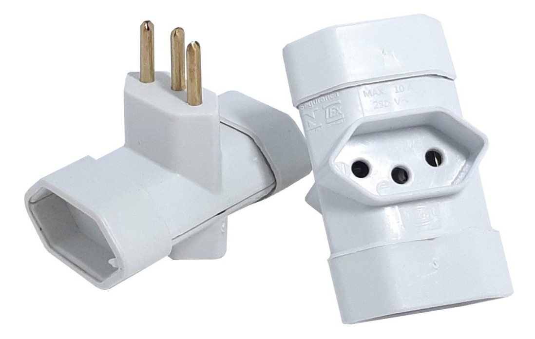 PINO MULTIPLICADOR 2P+T BRANCO 10A LIDER PLUG