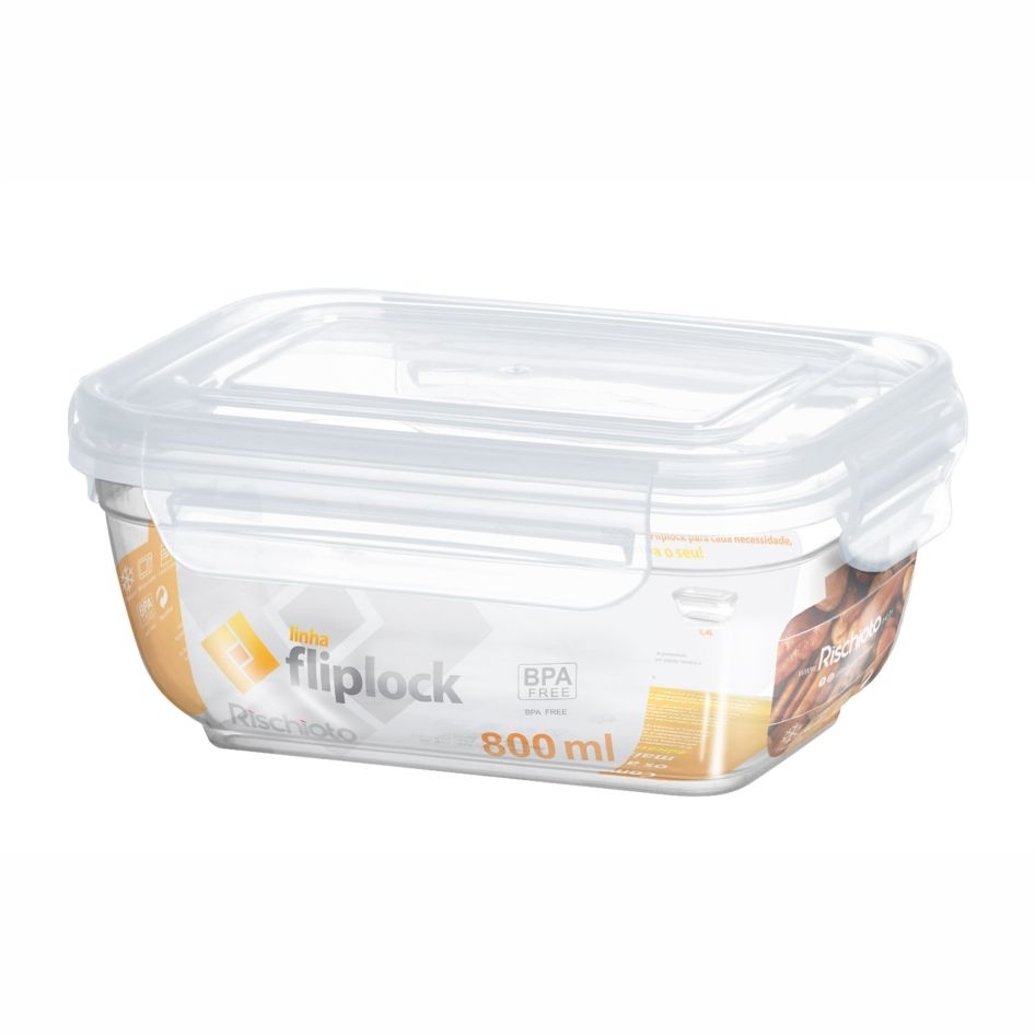 POTE RETANGULAR FLIPLOCK 800ML REF.501 RISCHIOTO