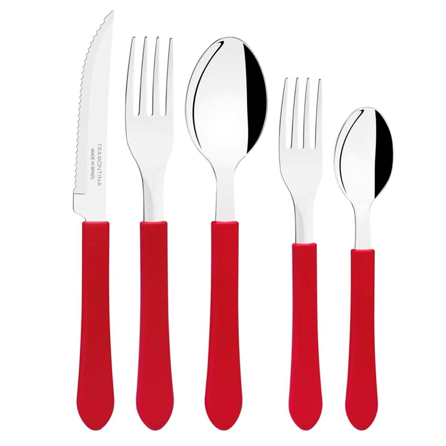 FAQUEIRO INOX 20PCS CABO PLASTICO VERMELHO LEME TRAMONTINA