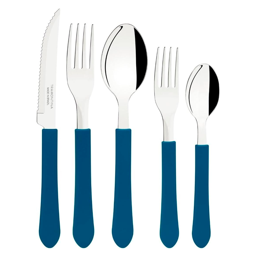 FAQUEIRO INOX 20PCS CABO PLASTICO AZUL LEME TRAMONTINA