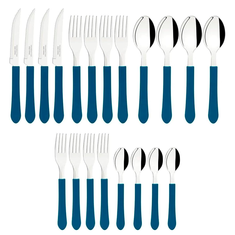 FAQUEIRO INOX 20PCS CABO PLASTICO AZUL LEME TRAMONTINA