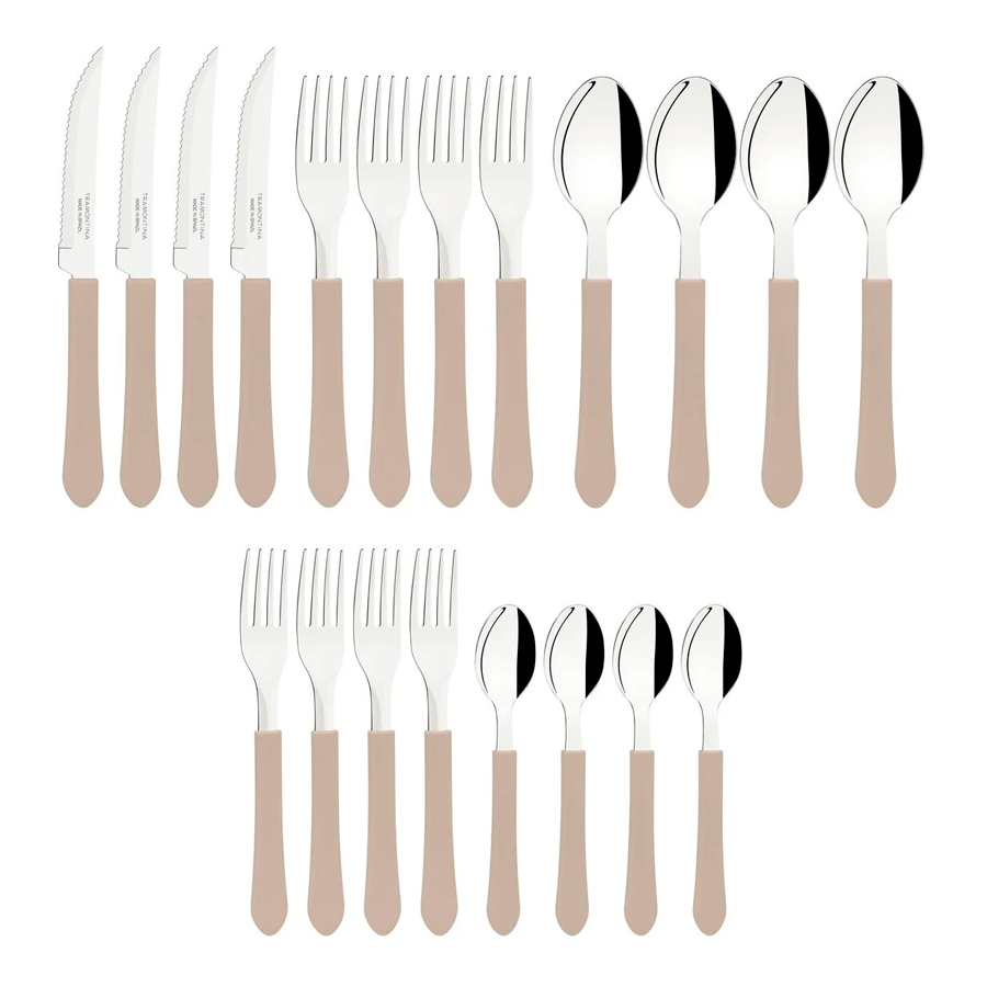 FAQUEIRO INOX 20PCS CABO PLASTICO CINZA LEME TRAMONTINA