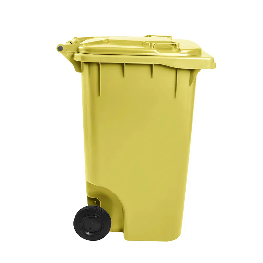 LIXEIRA 240LTS COLETOR C/RODAS AMARELO LAR PLASTICOS