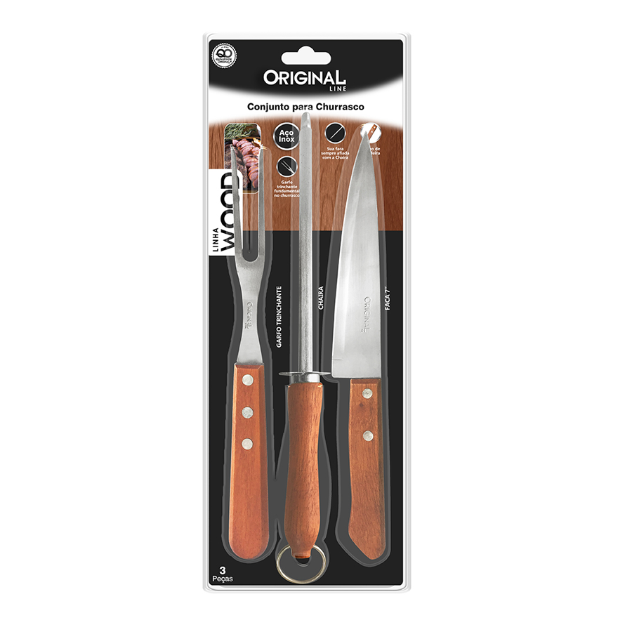 CONJ PARA CHURRASCO INOX CABO PLASTICO REF.SL0456 ORIGINAL