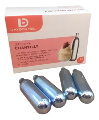 CAPSULAS DE GAS NITROSO N20 10ML PARA CHANTILLY DAYSBRASIL GP INOX