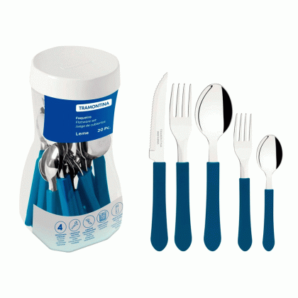 FAQUEIRO INOX 20PCS C/PLAST AZUL LEME TRAMONTINA